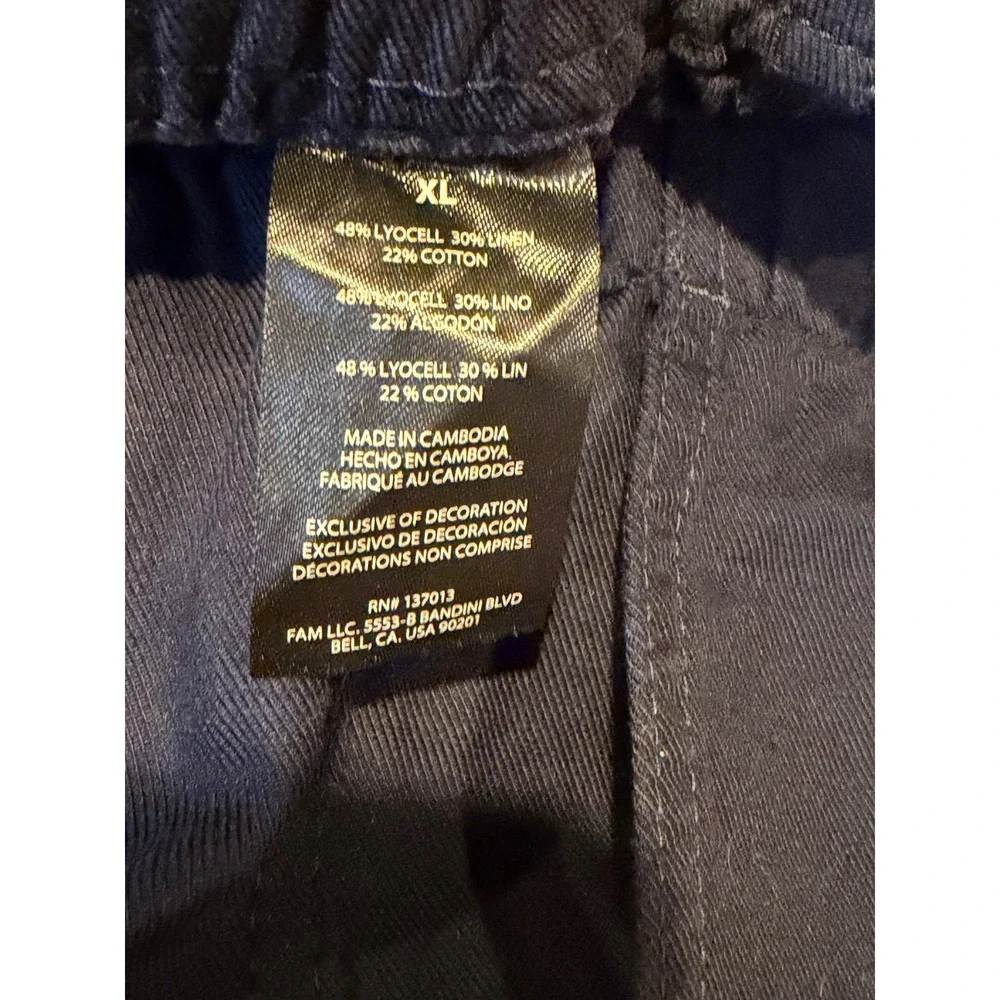 NWT Banana Republic Womens Navy Blue Lyocell Linen Tapered Crop Pants XL Coastal